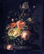 Rachel Ruysch Still life with flowers on a marble table top Spain oil painting artist